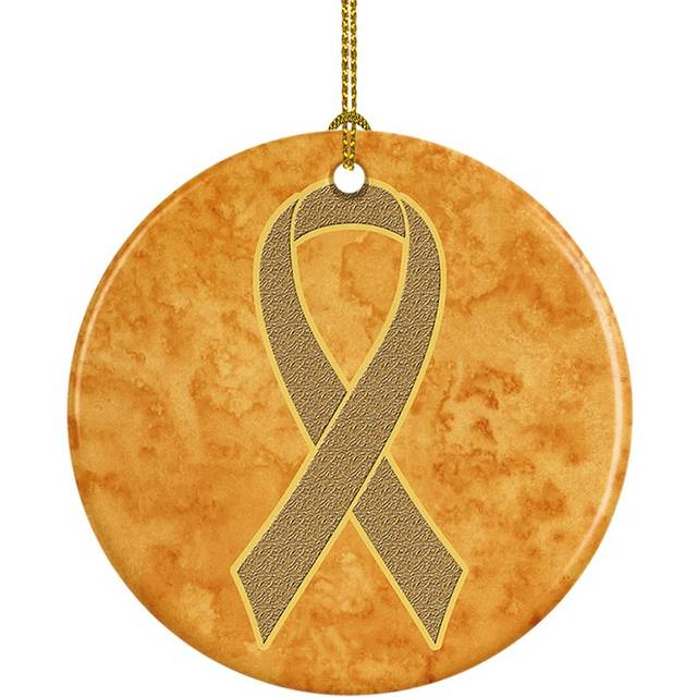 Peach Ribbon for Uterine Cancer Awareness Ceramic Ornament AN1219CO1