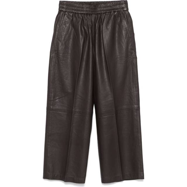 Eagle Long Leather Pants - Oxblood - Brown - S - HERSKIND - Wide leg pants