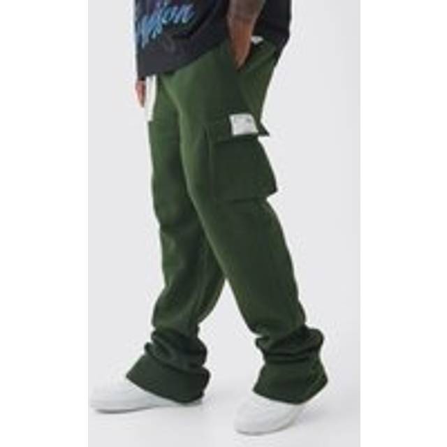Plus Skinny Fit Extreme Stacked Woven Tab Cargo Joggers - Green - XXXL