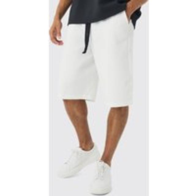 Mens Ecru Elasticated Waist Pleated Jorts