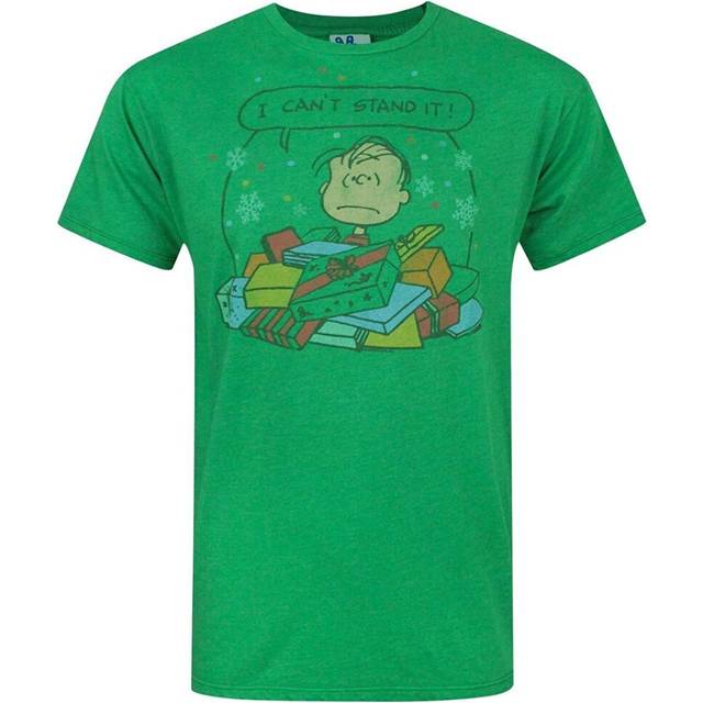 (S, Green) Junk Food Mens I Can't Stand It Peanuts Christmas T-Shirt