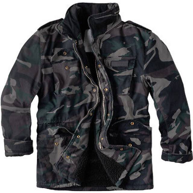 Surplus Paratrooper Winter Mens Jacket M65 Military Field Coat Black Camo Washed