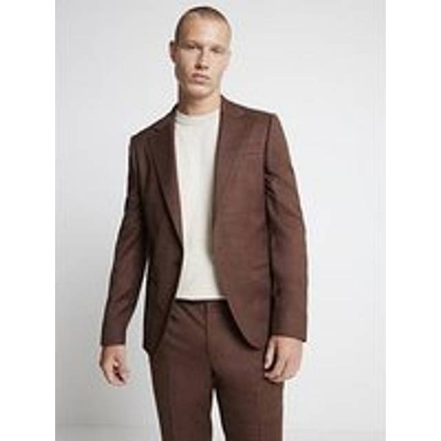 Mens River Island Brown Skinny Fit Single Breasted Suit Jacket - 44R