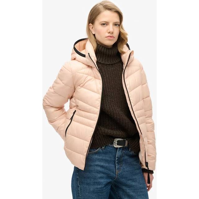 Superdry Hooded Fuji Quilted Padded Jacket, Frappe Beige