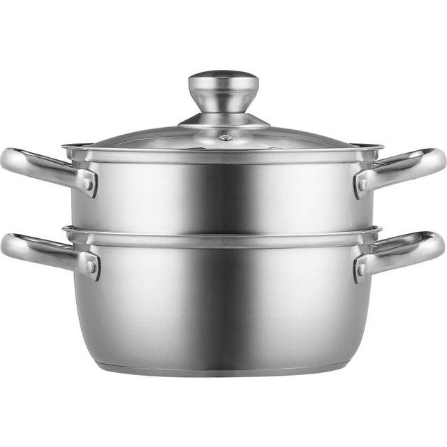 VEVOR Steamer Pot 9.5-inch Cooking Pot with 5QT Stock Pot & Vegetable Steamer