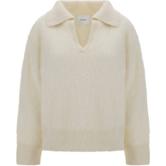 LISA YANG White Kerry Sweater - CZ Cream Brushed - 1