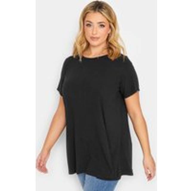 Yours Curve Black Ribbed Swing Top, Women's Curve & Plus Size, Yours - 34-36