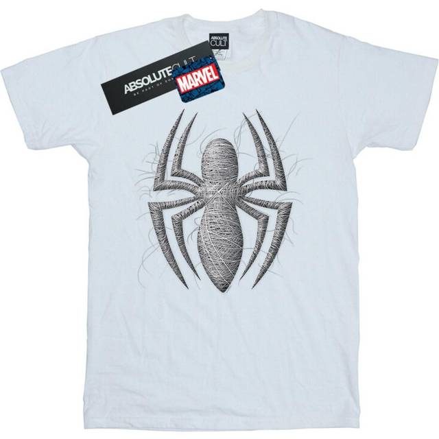(M, White) Marvel Mens Spider-Man Web Logo T-Shirt