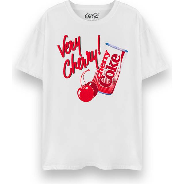 (X-Large) Coca Cola Cherry Coke Short Sleeved T-Shirt (Womens White)