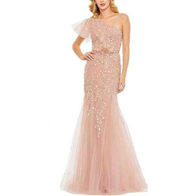 Mac Duggal Embellished One Shoulder Cap Sleeve Gown