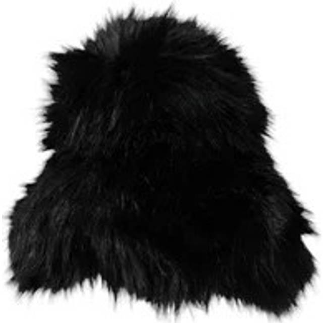 Black Faux Fur Womens Bucket Hat - 57 cm|S
