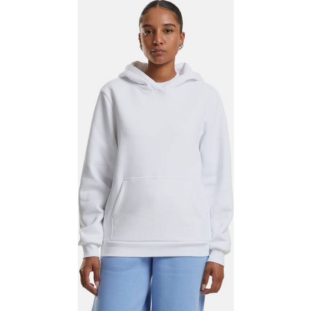 Cotton Blend Kangaroo Pocket Fluffy Hoody - White - L