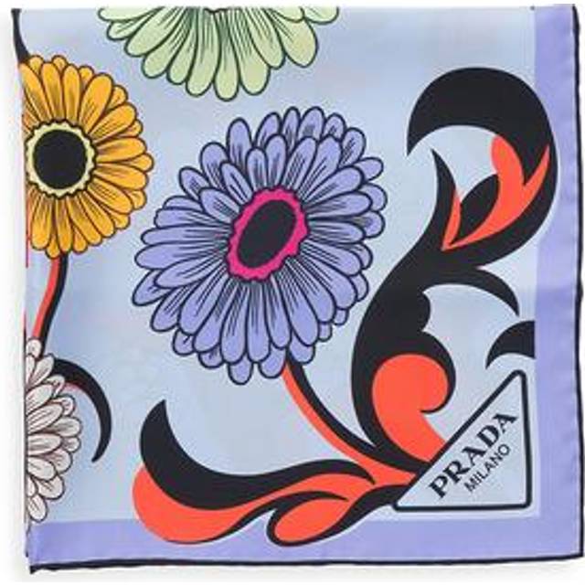Prada Silk Daisies Scarf - Turquoise - One size