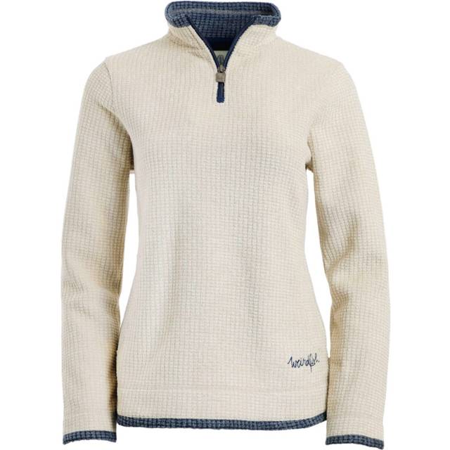 Weird Fish Womens/Ladies Beye Grid Eco Friendly Quarter Zip Fleece Top (Ecru) - Size 10 UK