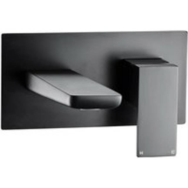 Matt Black Wall Mounted Bath Filler Waterfall Modern Square Tap Design Recessed
