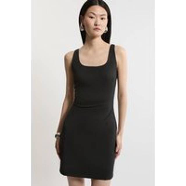 Stretch Cotton Jersey Strappy Mini Dress - Black