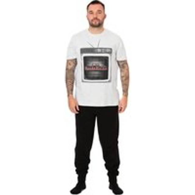 (Small) Marvel Short Sleeve Long Leg Pyjama Set (Mens White)