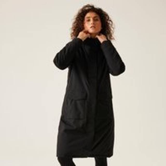 Regatta Women's Black Breathable Yarli Waterproof Longline Jacket, Size: 8