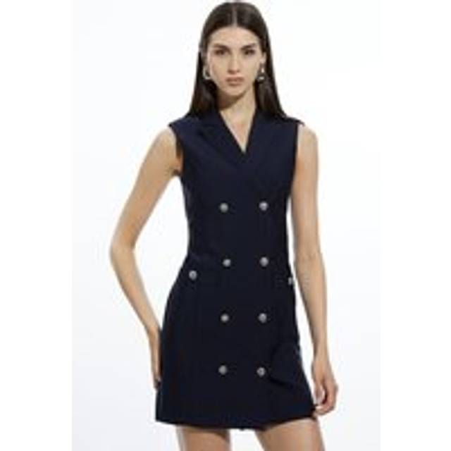 Bandage Figure Form Knit Blazer Style Mini Dress - Navy