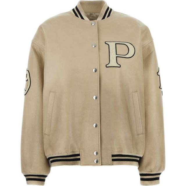Prada Women's Ivory Leather Bomber Jacket in White | Size 40 | 58A190SOOO15Y0 Color F0304 (40)