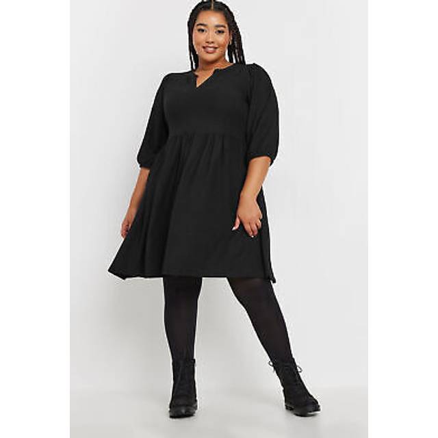 Yours Curve Black Textured Smock Dress, Women's Curve & Plus Size, Yours - 26-28