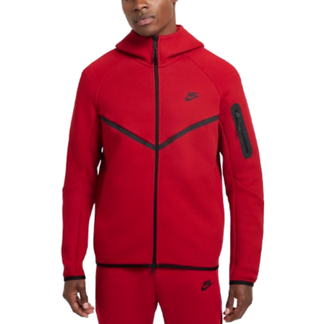 Nike Luvtröja Tech Fleece 24 FZ Vindjacka - Gym Röd/Svart - ['Röd'] (Large)