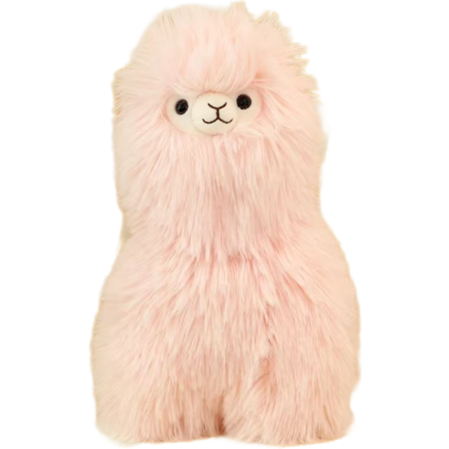 (Pink, 32cm/12.60in) Long Alpaca Haired Plush Doll Cute Doll Pillow Living Room Sofa Cushion Gift