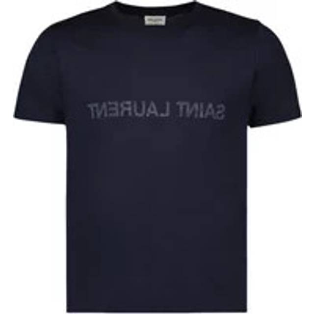 Saint Laurent Men's Navy Cotton T-Shirt in Blue | Size Large | 663278Y37AW Color 4145 (L)