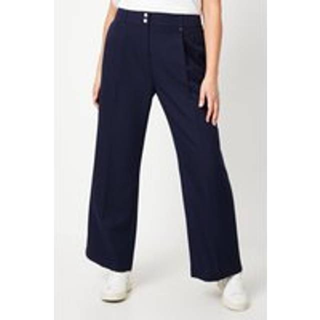 Womens Curve Smart Wide Leg Trousers - Navy - 18