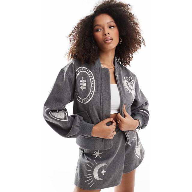 Never Fully Dressed Midnight Romance Brushed Bomber Jacket - L