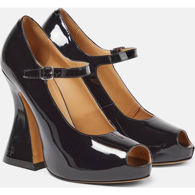 Open-Toe Patent Leather Pumps With Strap Heel 13 cm size 38 (38)