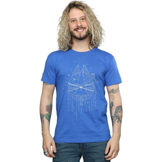 (M, Royal Blue) Star Wars Mens Millennium Falcon Christmas Tree Delivery T-Shirt
