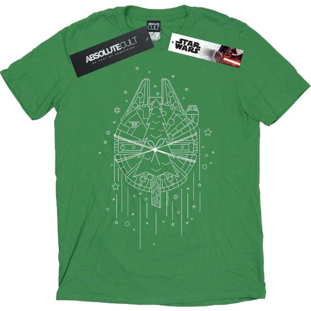 (M, Irish Green) Star Wars Mens Millennium Falcon Christmas Tree Delivery T-Shirt