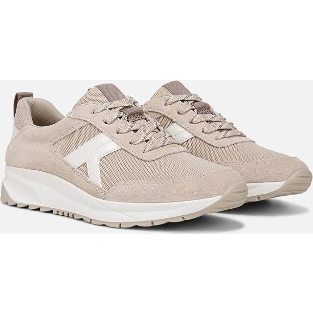 Naturalizer Shay Jogger Lace Up Sneaker Wedges, Warm White / Porcelain Suede Leather, 10.0W Almond Toe