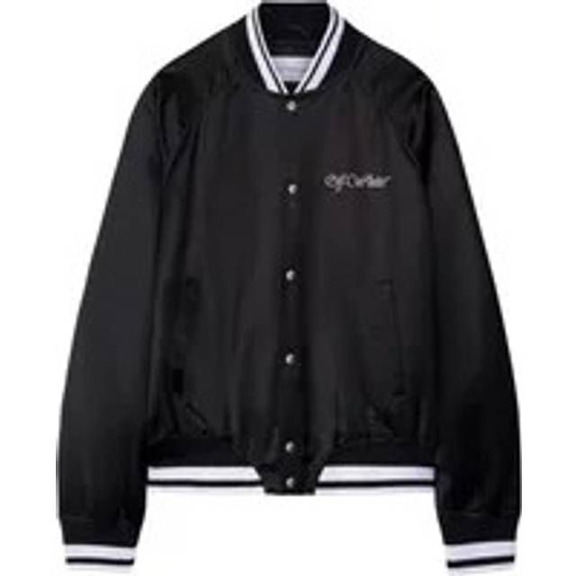 Off-White Men's Satin Bomber Jacket in Black | Size 48 | OMEH05AF24FAB002 Color 1001 (48)
