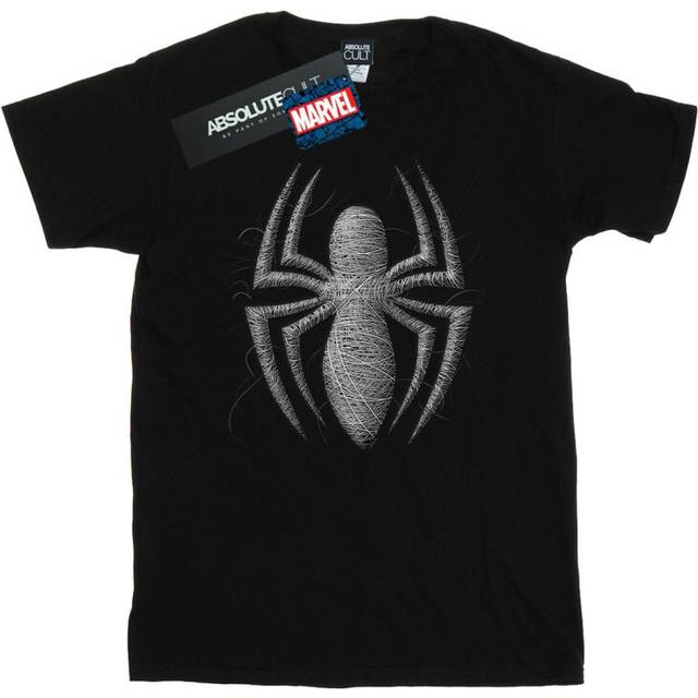 (S, Black) Marvel Mens Spider-Man Web Logo T-Shirt