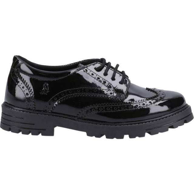 Hush Puppies Kids' Maxine Junior Patent Leather Lace Up Brogue Shoes, Black