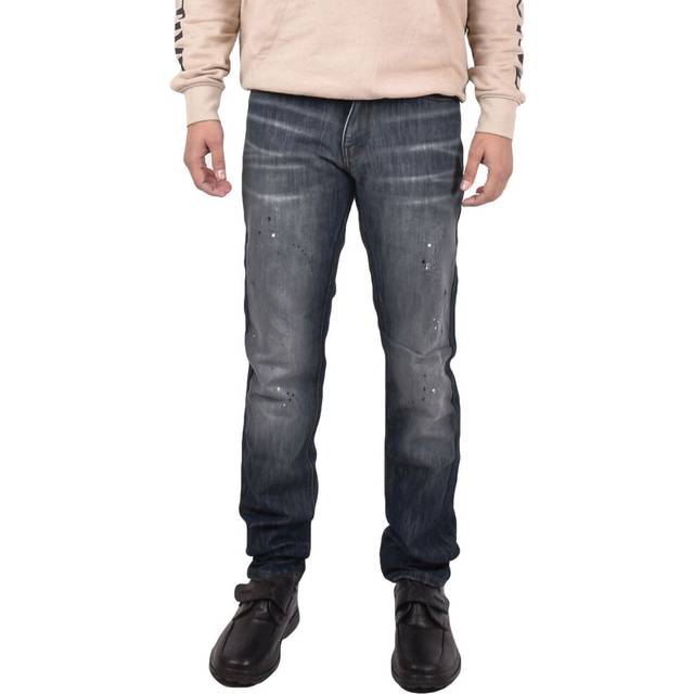 (Dark Wash, 28W X 34L) Mens Straight Leg Jeans PAT Casual Denim Trousers