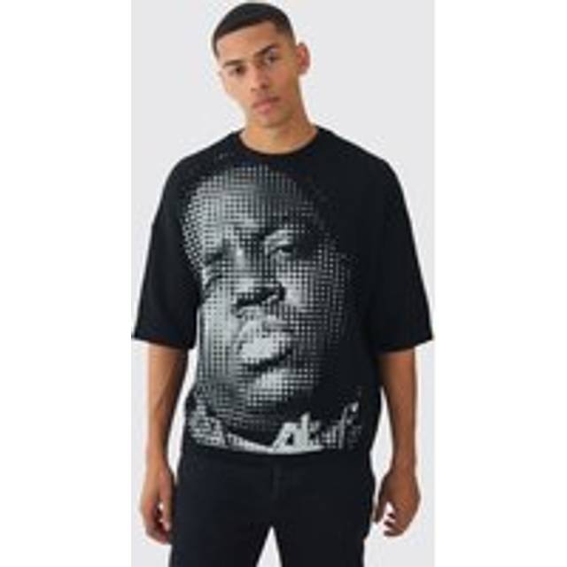 Oversized Open Stitch Biggie License Printed Knitted T-shirt - Black - M