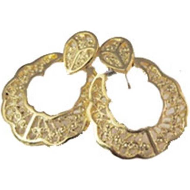 Gold Tone Doorknocker Hoop Earrings