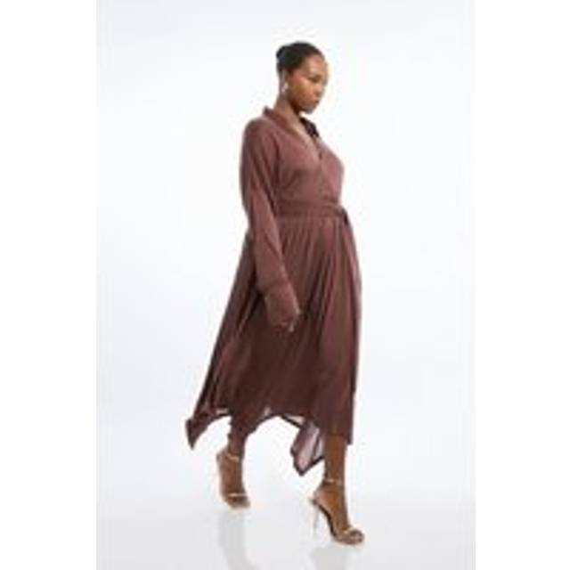 Plus Size Premium Tencel Jersey Waterfall Hem Midi Dress - Mauve