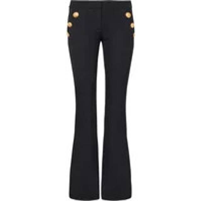 Balmain, Byxor, Dam, S, Utsvängda byxor med knappar - black (S)