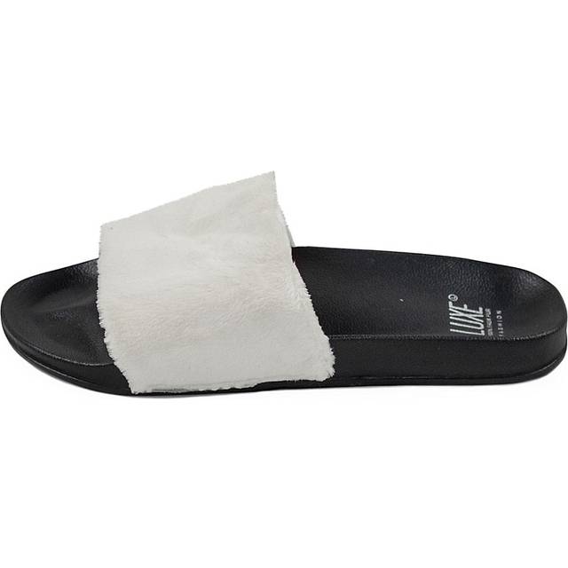 Luxe Faux Fur 676685048189 0.83 in. Sheepskin Slide Slippers - Off White with Off White Sole
