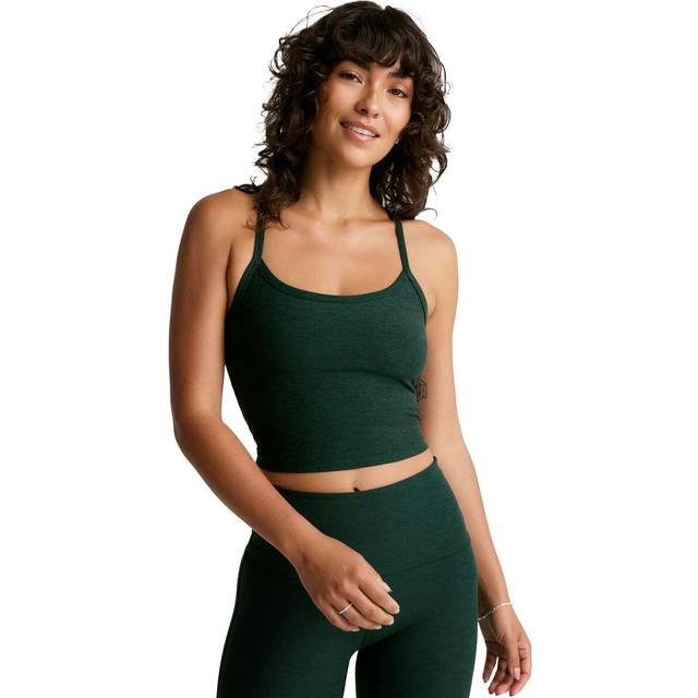 Space-dye Slim Racerback Cropped Tank - DARK SPRUCE GREEN HE - Large