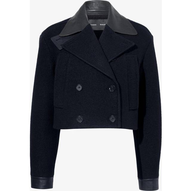 Reyes Wool And Faux Leather Crop Jacket - BLACK - 8