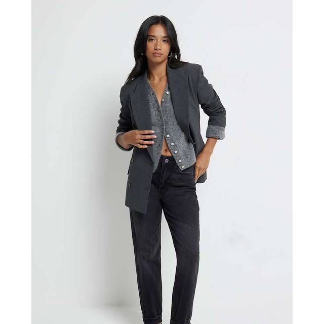 River Island Petite – Svarta mom jeans-Svart/a