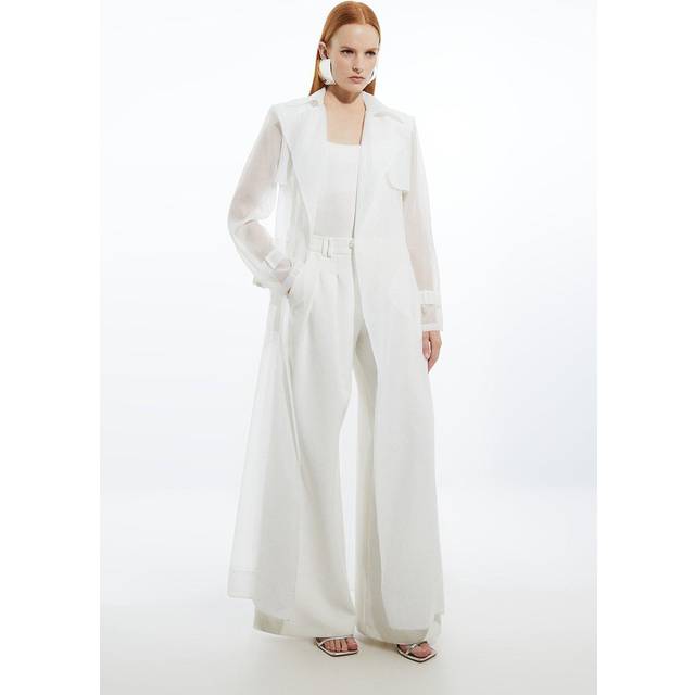 Woven Organdie Trench Coat - Ivory