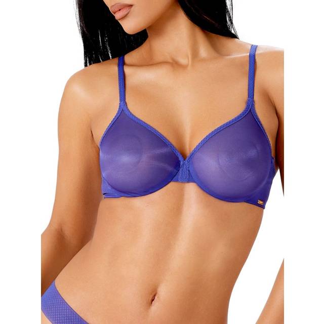 Gossard Womens Glossies Sheer Plunge Bra - Blue Polyamide - Size 34A