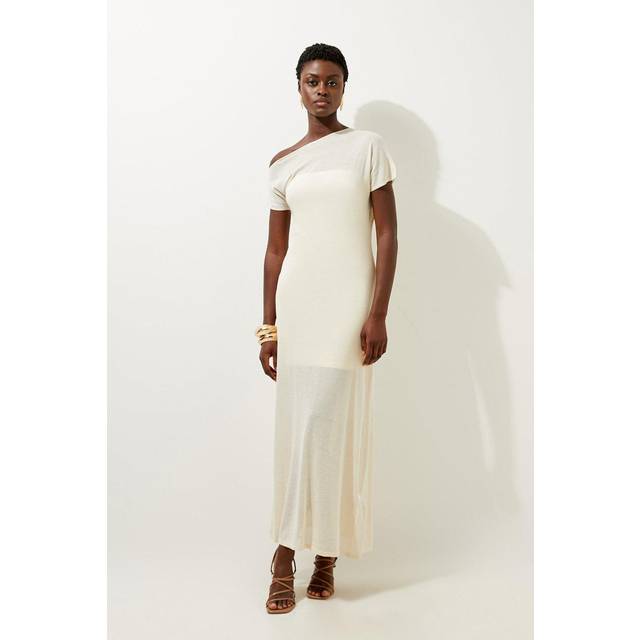 Petite Light Weight Summer Knit Maxi Dress With Woven Slip - Neutral