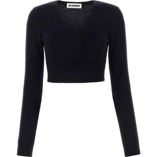 Jil Sander, Stickade tröjor & koftor, Dam, S, Midnattsblå ulltröja
